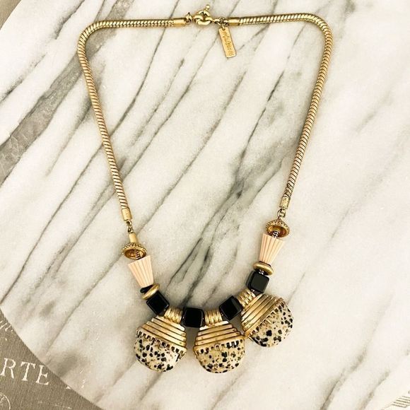 Madewell Jewelry - Madewell Necklace Stone Beaded Gold Chain Statement Natural Preppy Designer